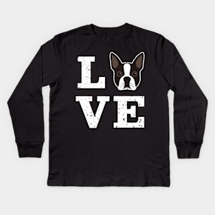 Boston Terrier Dog Love Kids Long Sleeve T-Shirt